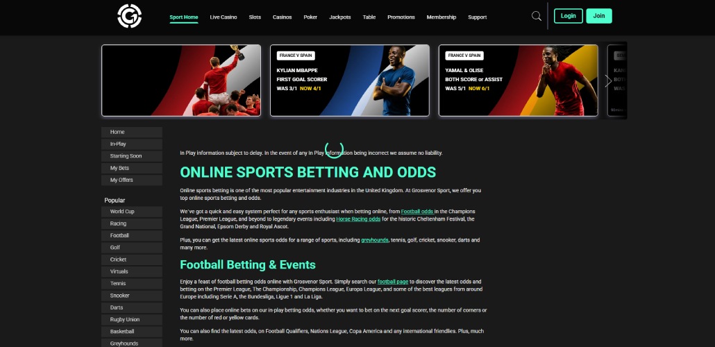 Grosvenor football betting site